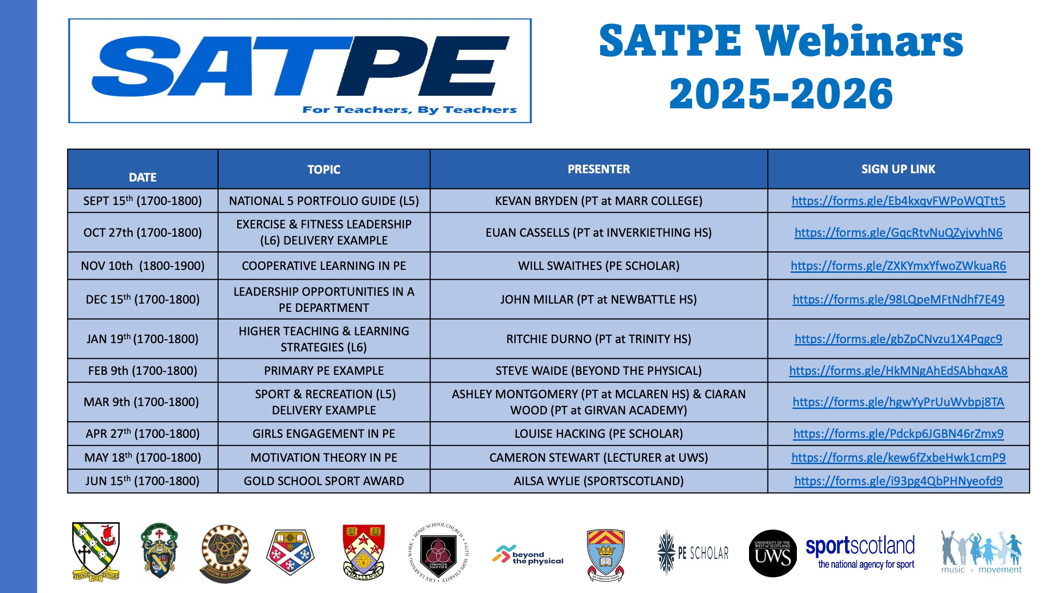 SATPE WEBINARS 2025-2026